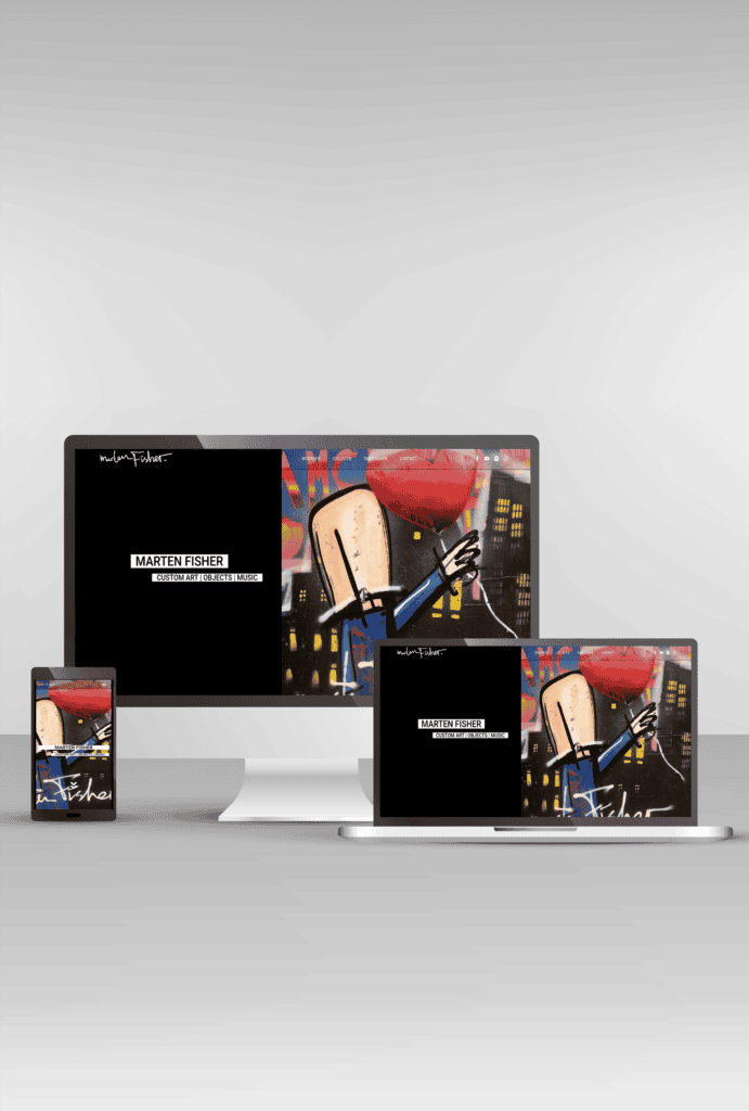 Responsive website weergegeven op desktop, tablet en smartphone
